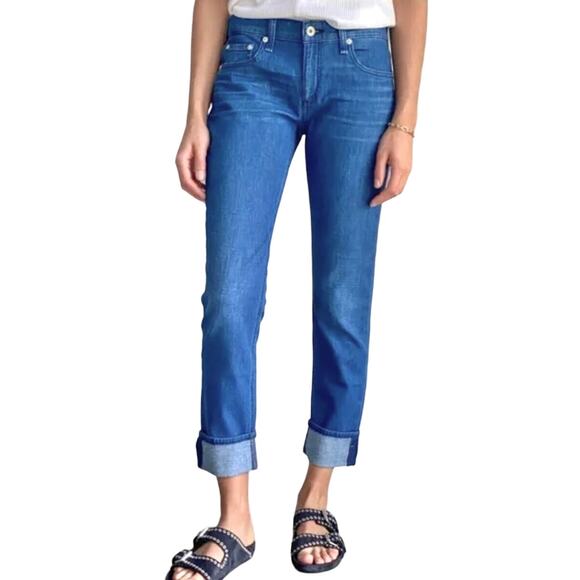 rag & bone NWT Dre Low Rise Slim Boyfriend Jeans Calimet Blue Size 34 - Picture 1 of 10